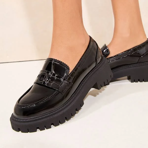 shoes Lipsy Women's Faux Leather Chunky Penny Loafers Next USA $87