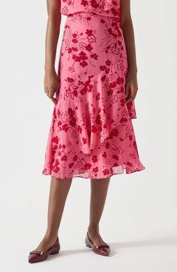 skirt Lk Bennett Women's Rhoda Floral-Print Tiered Midi Skirt Nordstrom Rack $99.97