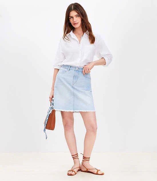 skirt Loft Women's Frayed Denim Mini Skirt LOFT $26.93