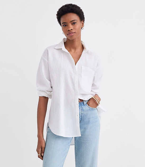 top Loft Women's Oversized Linen Cotton Shirt with Pocket LOFT $31.48