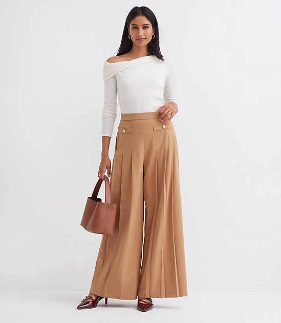 pants Loft Women's Pleated Ultra Wide Leg Twill Pants LOFT $23.89