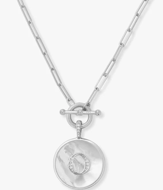 accessory Love Letters Medallion Necklace Silver Mother of Pearl Melinda Maria Jewelry Melinda Maria $115