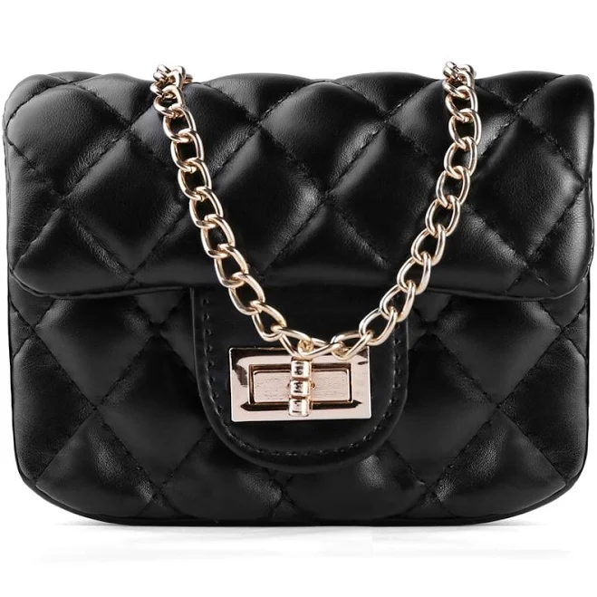 bag Lovett Women's Mini Faux Leather Quilted Crossbody Bag with Golden Chain Shoulder Strap Walmart $18.34