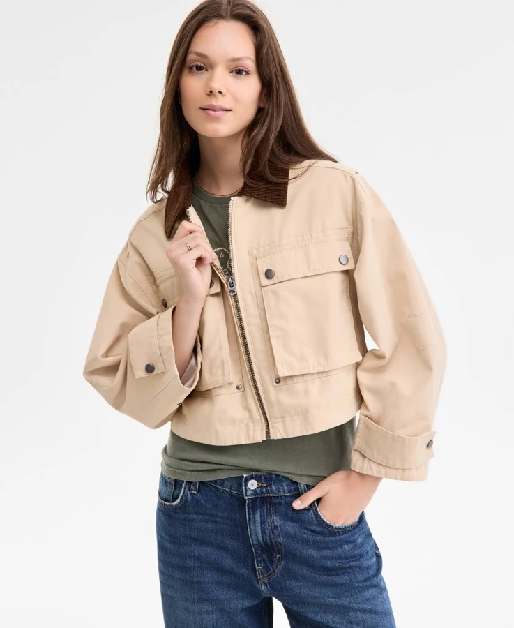 outerwear Lucky Brand Women's Cropped Utility Jacket Macy's $41.63