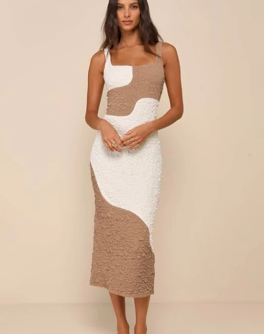 midi dress Lulus Color Block Textured Midi Dress Lulus $59