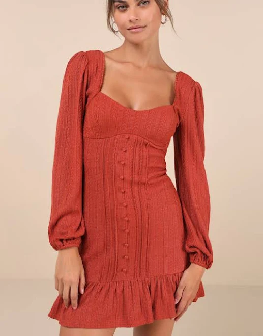 dress Lulus Coveted Sweetness Pointelle Knit Long Sleeve Mini Dress Lulus $20