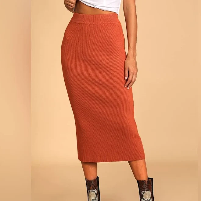 skirt Lulus Exclusive Ribbed Knit Midi Sweater Skirt Poshmark $30