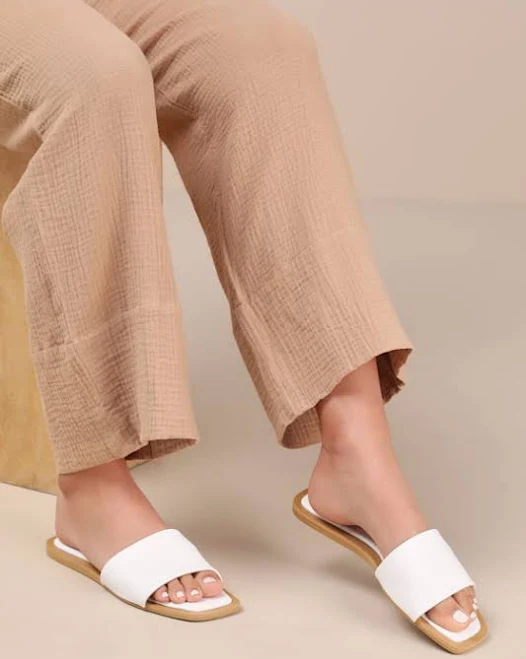 shoes Lulus Flat Square-Toe Slide Sandals Lulus $35