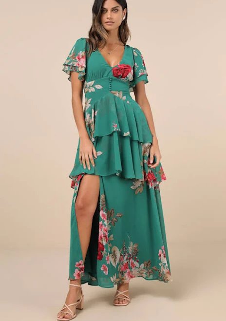 dress Lulus Floral Print Tiered Maxi Dress Lulus $78