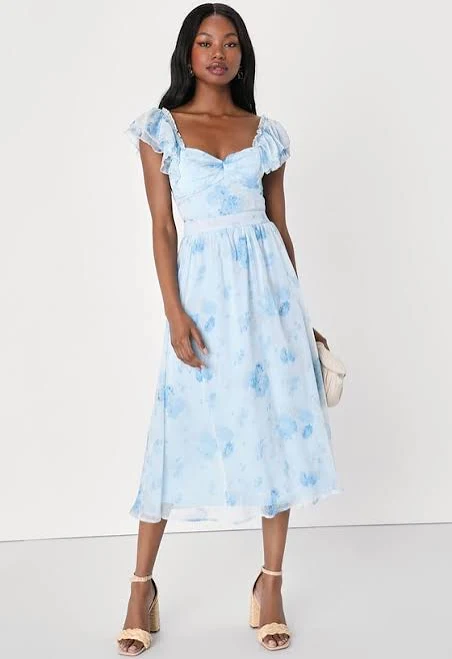 dress Lulus Floral Ruffled Tie-Back Midi Dress Lulus $65.6