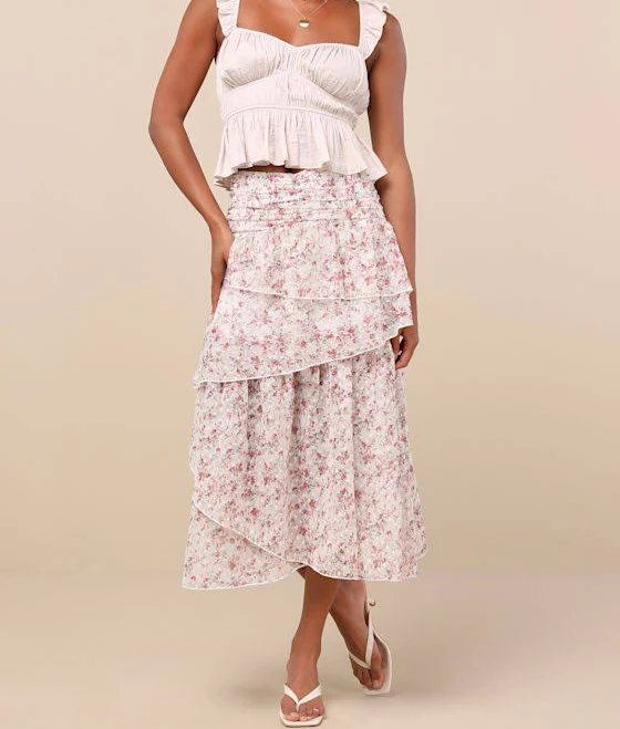 skirt Lulus Floral Tiered Midi Skirt Lulus $25