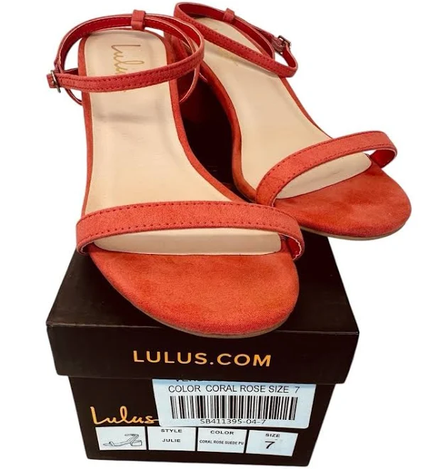 shoes Lulus Julie Color Coral Rose Suede Ankle Strap Block Heels Sandals eBay - surf.beat.65 $16.99