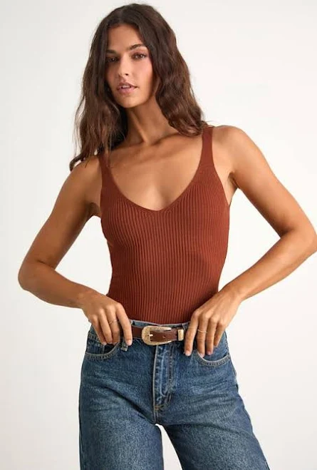 bodysuit Lulus Ribbed Low-Back Sleeveless Bodysuit Lulus $39