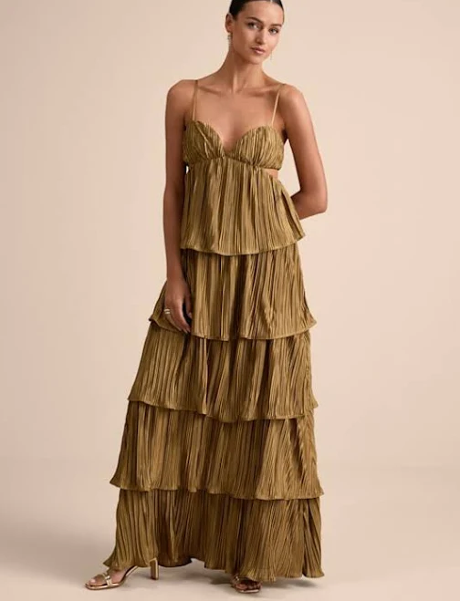 dress Lulus Satin Plisse Tiered Maxi Dress Lulus $62.4