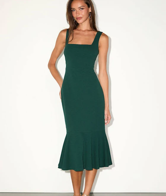dress Lulus Square Neck Trumpet Midi Dress Lulus $79
