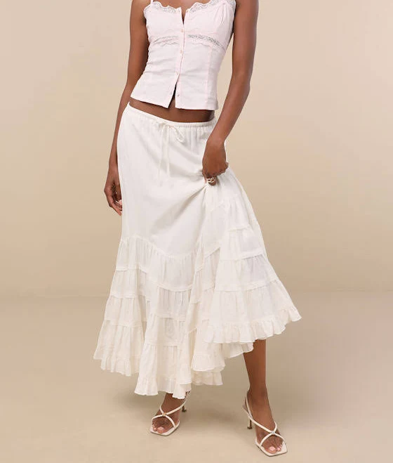 bottom Lulus Tiered Drawstring Maxi Skirt Lulus $35