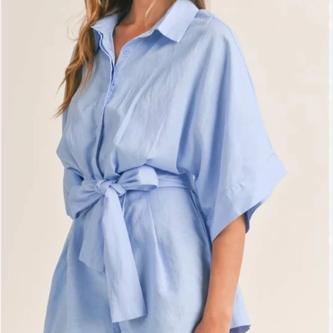 romper Mable Linen Blend Tie-Front Romper Poshmark $49