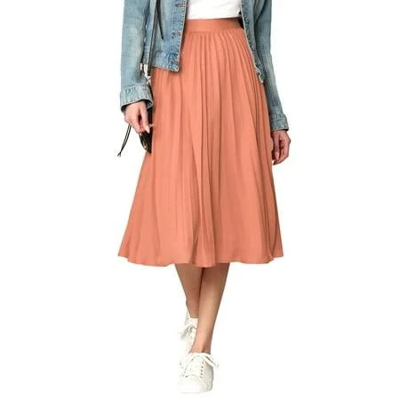 skirt Made by Johnny Women's High Elastic Waist Pleated Mid A-Line Swing Skirt Walmart - Made by Johnny Group, Inc. $28.75