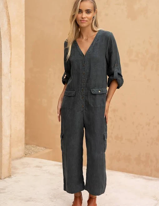 jumpsuit Mara Women's Sustainable Linen Jumpsuit Nomad the Label US $165