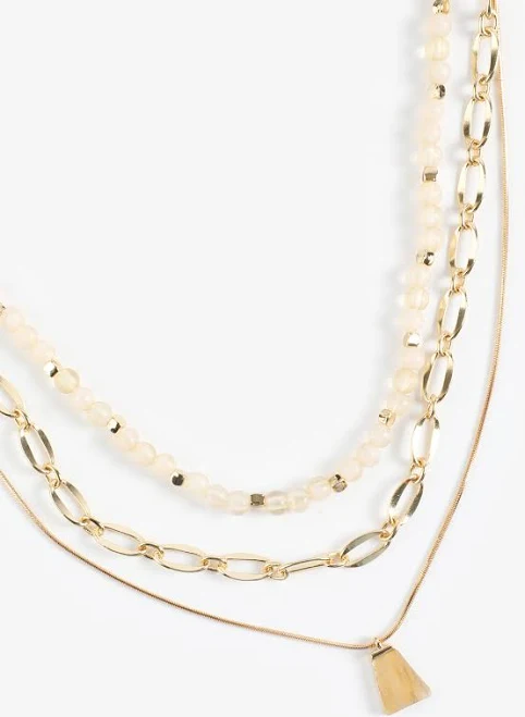 accessory maurices Women's Neutral Beaded Layered Necklace Maurices $13.29