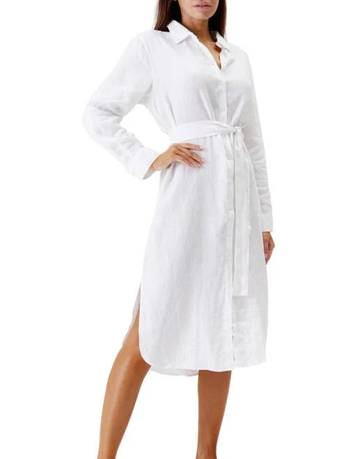 dress Melissa Odabash Women's Dania Long Sleeve Linen Cover-Up Shirtdress Nordstrom $269