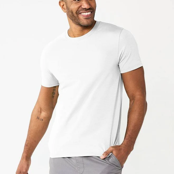 top Men's Sonoma Goods For Life Supersoft Essential Crewneck Tee, Size: Large, New White Kohl's $8.49