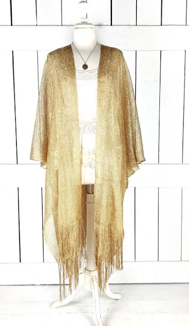 kimono Metallic Mesh Kimono Cover Up Etsy - ThreeFeathersStudio $78