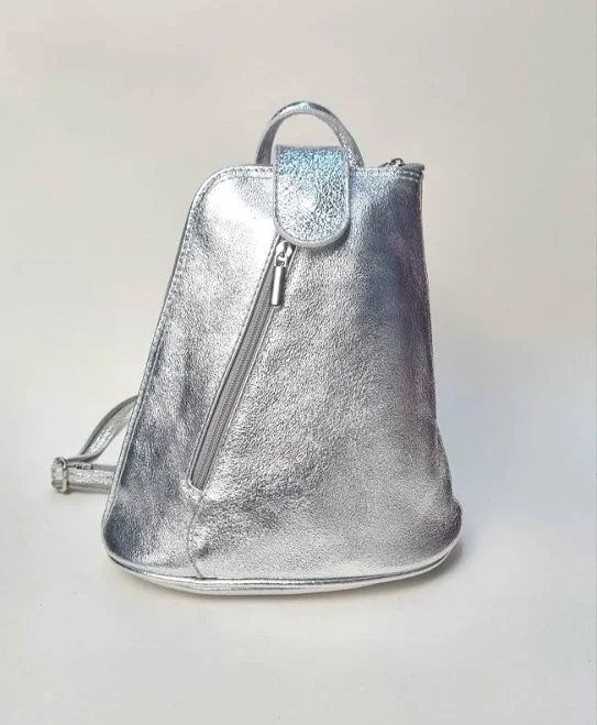 bag Metallic Silver Leather Mini Backpack: Handmade Small Travel Purse Etsy - Seller $48.16