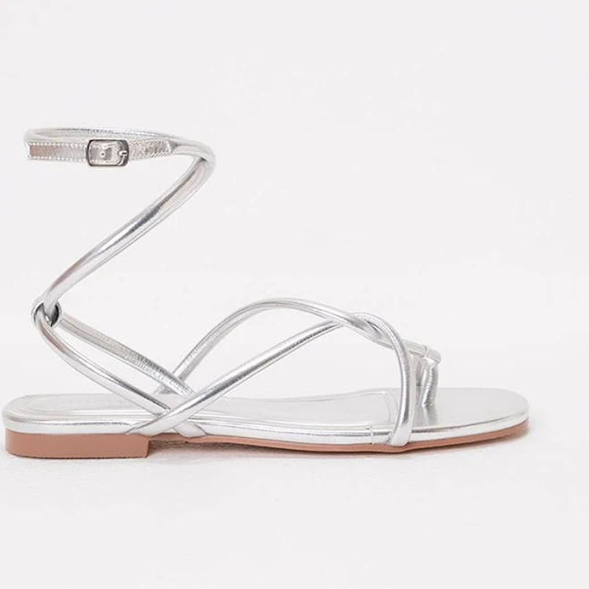 shoes Metallic Three-stitch Flat Sandal Studio F US $49.9