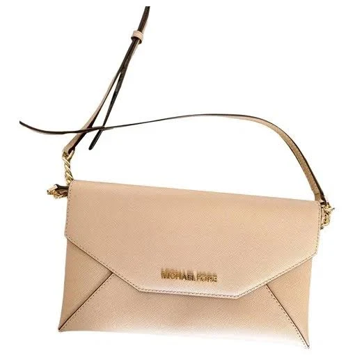 bag Michael Kors Bisque Saffiano Leather Envelope Clutch Gold Hardware Vestiaire Collective $125