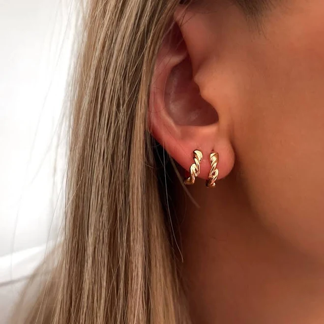 accessory Minimalist Braided Gold Hoop Earrings Etsy - MadJewelryCo $21.17