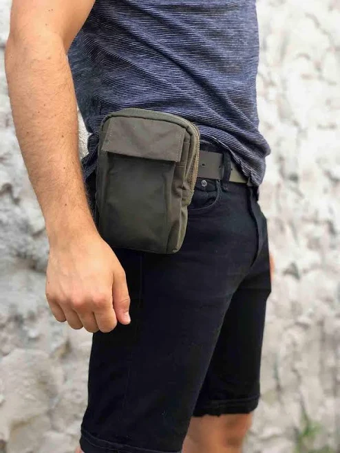 bag Minimalist Slim Waxed Canvas Belt Bag, Unisex Cross Body Bag | Aris Bags Small / Black Waxed Canvas / Black Zipper Aris Bags $52