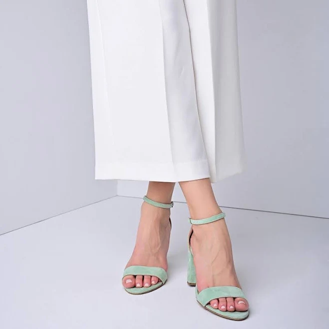 shoes Mint Bridal Suede Block Heel Sandals Etsy - Seller $142.47