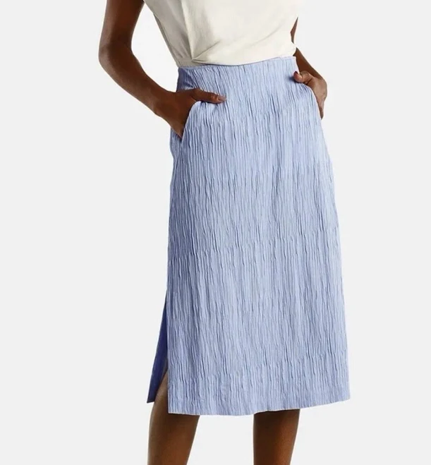 skirt Mm Lafleur Light Periwinkle Blue Pleated Midi Skirt Size 10 eBay $79.99