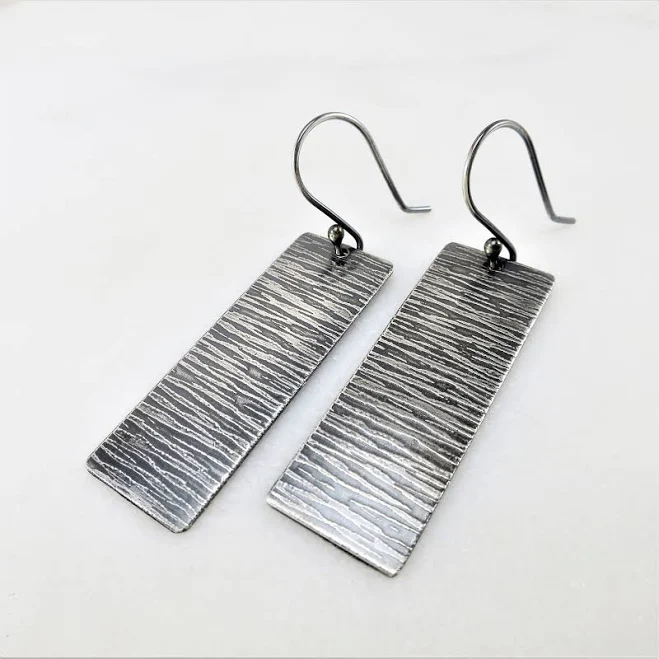 accessory Modern Edgy Statement Rectangle Dangle Sterling Silver Earrings Etsy - Seller $59.94