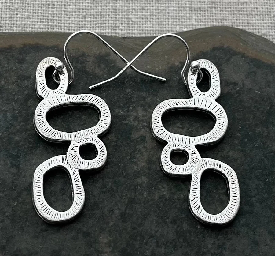 accessory Modern Geometric Dangle Silver Earrings Etsy - TigerFlowerJewelry $23.99