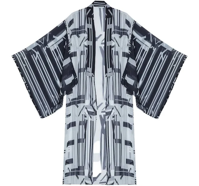 kimono Modern Geometric Design Kimono in Black & White S/M N’ONAT $115