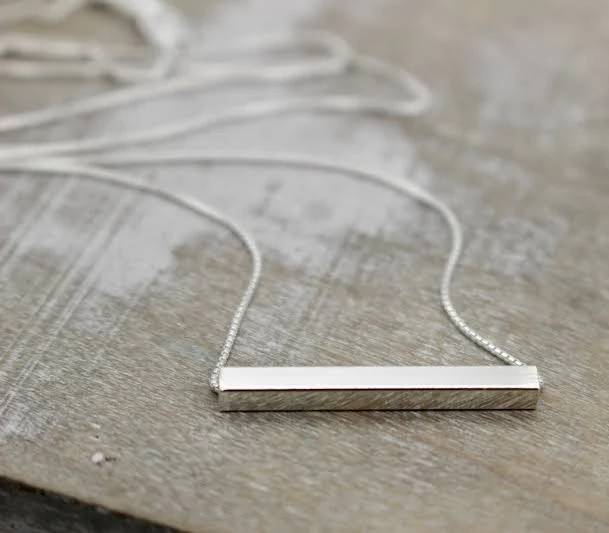 accessory Modern Geometric Sliding Pendant Necklace in Sterling Silver Etsy - MoodiChic $37.6