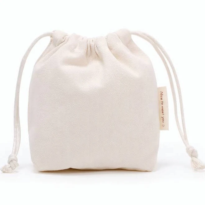 bag Muka Canvas Drawstring Pouch Cotton Storage Bag Coin Cosmetic Holder - Natural, Cotton Opentip.com $1.99