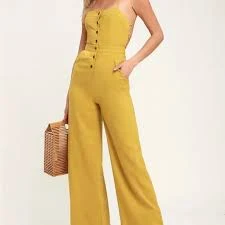 jumpsuit Mustard Yellow Linen Jumpsuit Poshmark $50