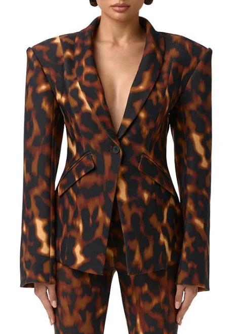 outerwear Naked Wardrobe Women's Animal Print Ponte Blazer Nordstrom $168