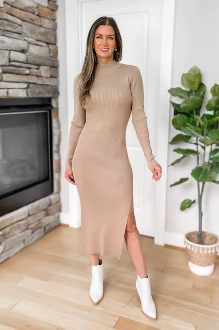 dress Never Impossible Ribbed Midi Sweater Dress Ivy & Olive Boutique $28