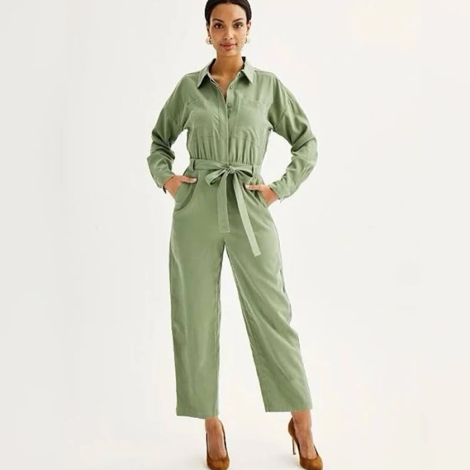 jumpsuit Nine West Pants & Jumpsuits | Nine West Women’s Utility Jumpsuit Olive Green Belted Long Sleeve Women’s Medium | Color: Green | Size: M | Lawrence3744 Poshmark $17