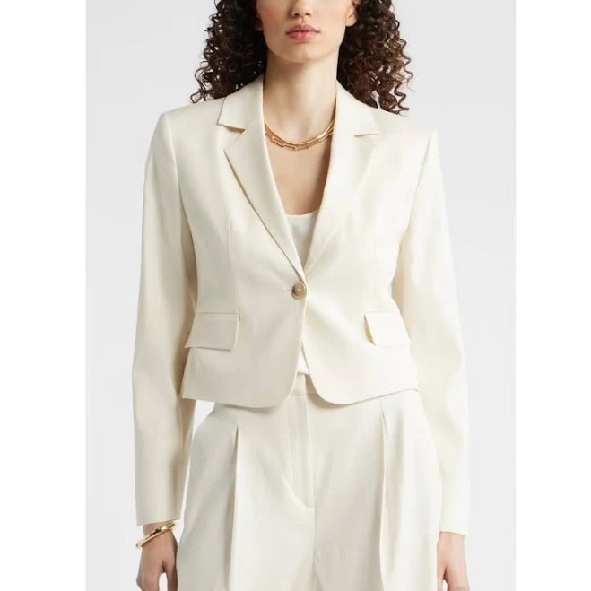 blazer Nordstrom Crop One-Button Linen Blend Blazer Nordstrom $179