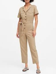 jumpsuit NWT Banana Republic $149 Women's Linen-Cotton Utility Jumpsuit, Sand Khaki, 8P eBay $59.95