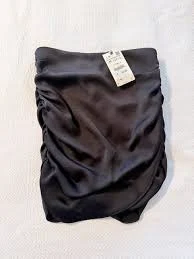 tube top NWT Zara Y2K Black Satin Effect Ruched Strapless Tube Top with Side Gather SizeM eBay $30