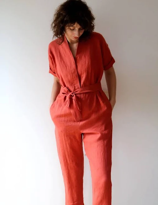 romper Offon Linen Short Sleeve Romper Etsy - OffOn $193.93