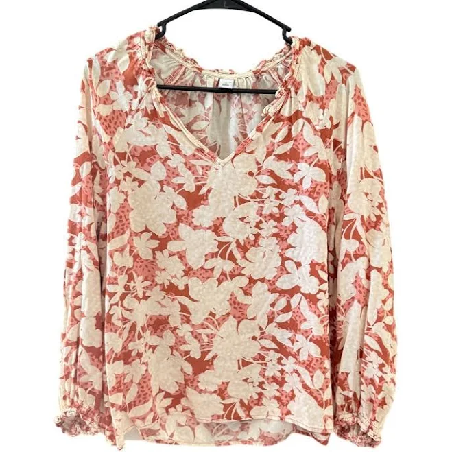 one shoulder top Old Navy Womens Floral Peasant Blouse Terracotta Cream M Peasant Light eBay - reignn_empower $21.25