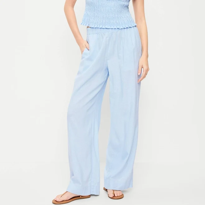 pants Old Navy Women's High-Waisted Linen-Blend Super Wide-Leg Pants Old Navy $32