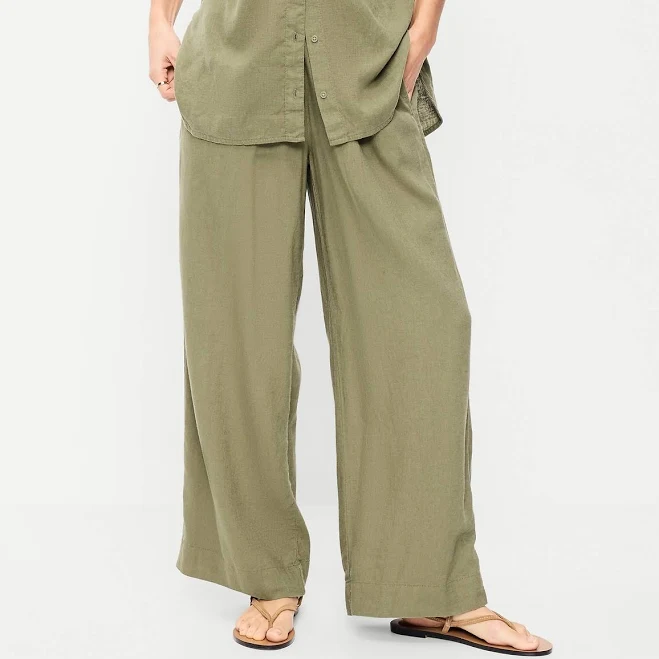 trousers Old Navy Women's High-Waisted Linen-Blend Super Wide-Leg Pants Old Navy $32